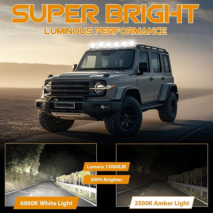 2 Pcs 201W Led Light Pod, 7 Inch Round Led Light Bar Off Road Auxiliary Driving Lights Pod Lights for Vehicle Accessories Pickup Trucks Snowmobile RV ATV UTV 4X4, Black