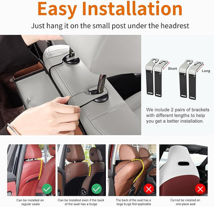 Car Rear Backseat Extra Multifunctional Drink Cup Holder Organizers with Tissue Storage Box Organizer & Hooks for Car Seat Back (Gray)