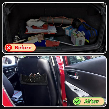 Frienda 2 Pcs ABS Plastic Frame Car Storage Net Bag Phone Car Mesh Net Holder RV Storage Boat Cargo Pocket Organizer Framed Mesh Pocket with Screws for Auto RV (13.8 x 5 Inch)