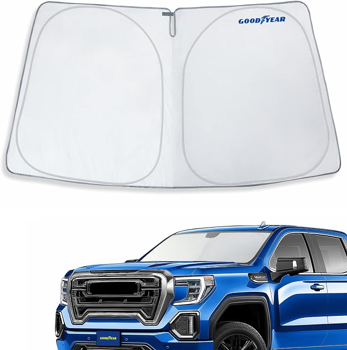 Goodyear Foldable Windshield Sunshade for GMC Sierra 2019-2026, Truck car Accessories, Sunshade Cover, Sun Shade Car Windshield, Window Sun Blocker - GY008227