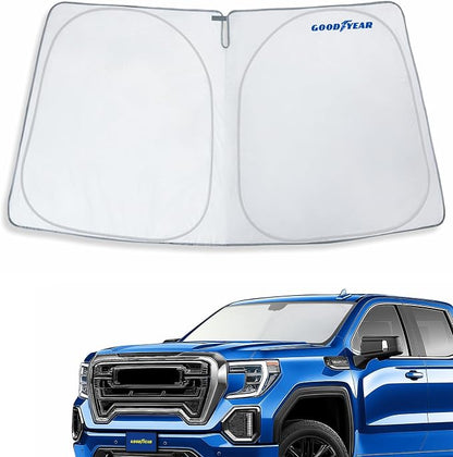 Goodyear Foldable Windshield Sunshade for GMC Sierra 2019-2026, Truck car Accessories, Sunshade Cover, Sun Shade Car Windshield, Window Sun Blocker - GY008227