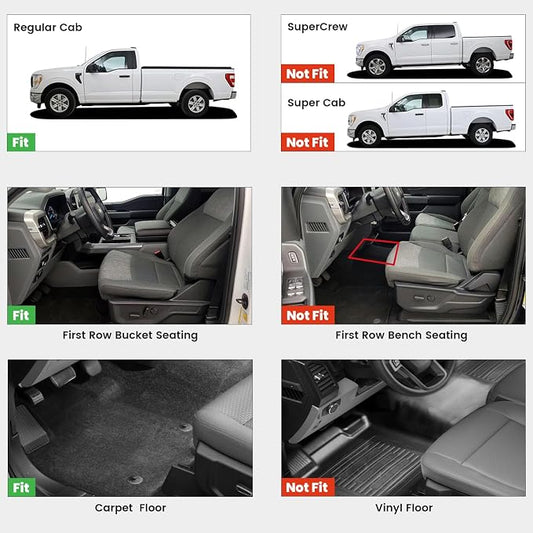 LASFIT Floor Mats for 2015-2026 Ford F-150 Regular Cab Bucket-Seat Carpet Floor, Ford F150 Standard Cab All Weather Portector TPE Waterproof Truck Liners-Not Fit Regular Cab/Super Cab/Vinyl Floor
