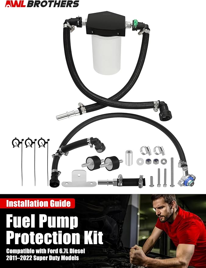 Fuel Pump Protection Kit for 2011-2022 Ford F250 F350 F450 F550 Super Duty 6.7L Diesel, Upgraded Braided Line, Replaces 7031190