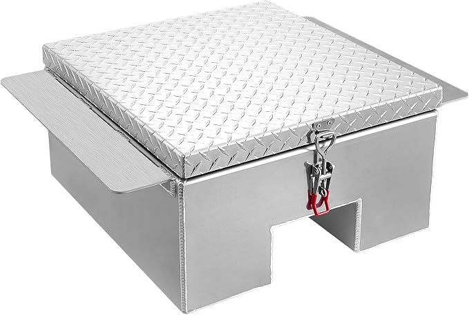 VEVOR Truck Bed Tool Box, Heavy Duty Aluminum Tool Box with Diamond Plate, Storage Toolbox Chest Organizer Supports up to 220 lbs, Ideal for Pickup, Truck Bed, RV, Trailer, 30.3 x 24 x 12.2 in, Silver