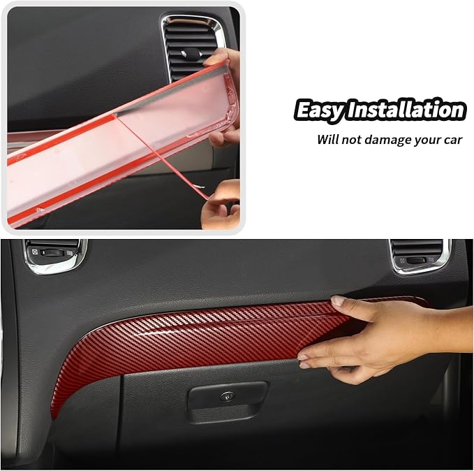 JeCar for Durango Red Carbon Fiber Interior Center Console Dash Panel Trim Fit for 2014-2020 Dodge Durango Interior Accessories (3pcs)