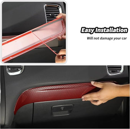 JeCar for Durango Red Carbon Fiber Interior Center Console Dash Panel Trim Fit for 2014-2020 Dodge Durango Interior Accessories (3pcs)