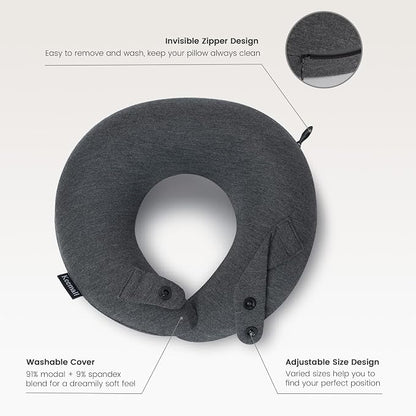 Keemall Inflatable Neck Pillow, Premium Travel Neck Pillow for Airplane Headrest Sleep - 3rd Generation, Double Comfort Plane Pillow for Long Flight