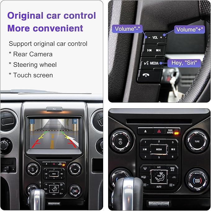 Wireless CarPlay Retrofit Kit Decoder, Compatible with Ford (2013–2015) SYNC 2 System, Supports Android Auto, Mirror Link & Reverse Camera, USB