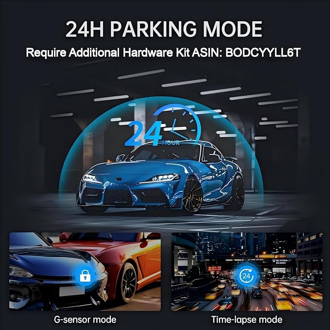 3 Channel Mirror Dash Camera, 4K/3K+2.5K/1080p+1080p Rear View Mirror Camera with GPS, APP Control, WDR Night Vision, G-Sensor, Loop Recording, 24 Hours Parking Monitor, 64GB Card Included