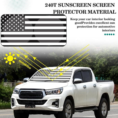 Woanger Windshield Sun Shade Foldable Car Front Window Covers for Car Accessories Sun Heat UV Rays Visor Protector Protection for Universal Cars SUV Truck (Flag)