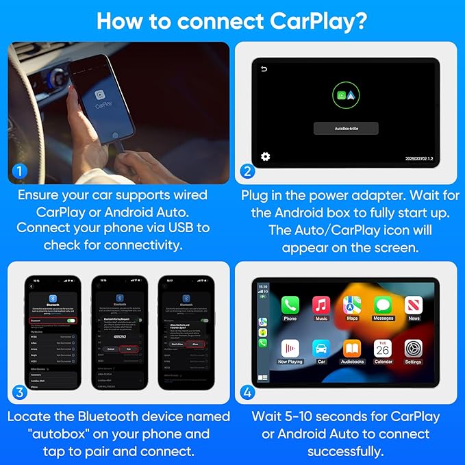 Upgraded Wireless CarPlay Adapter, 3-in-1 Wireless Carplay & Android Auto& Video Adapter, Support Netflix YouTube Support TF Card, Plug & Play, USB Type C, USB Type A Compatible with iPhone & Android