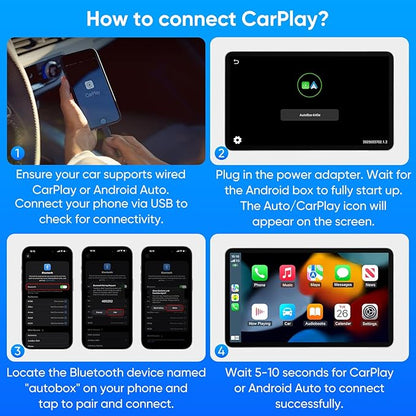 Upgraded Wireless CarPlay Adapter, 3-in-1 Wireless Carplay & Android Auto& Video Adapter, Support Netflix YouTube Support TF Card, Plug & Play, USB Type C, USB Type A Compatible with iPhone & Android