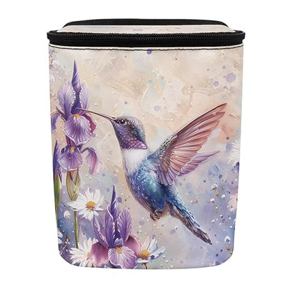 Talayituse Hummingbird Daisy Lavender Print Car Trash Bin, Large Size Auto Trash Can Adjustable Portable Garbage Can with Lid, Vehicle Hanging Bag for Headrest Front Back Seat