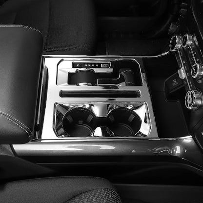 Jimen Compatible with Ford F150 2021-2025, Center Console Gear Shift Panel Trim Cover (Chrome)