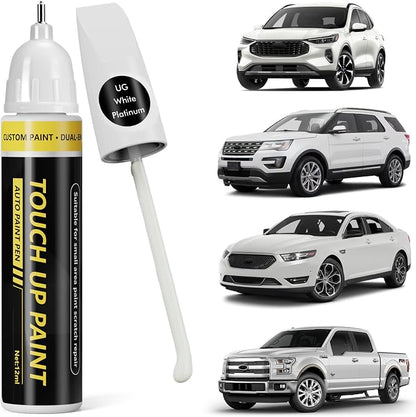 (White Platinum (UG) Car Touch Up Paint for ford, Car Paint Scratch Repair Kit, 2 in 1 Premium Scratch Remover Pen with Exact Color-Matched