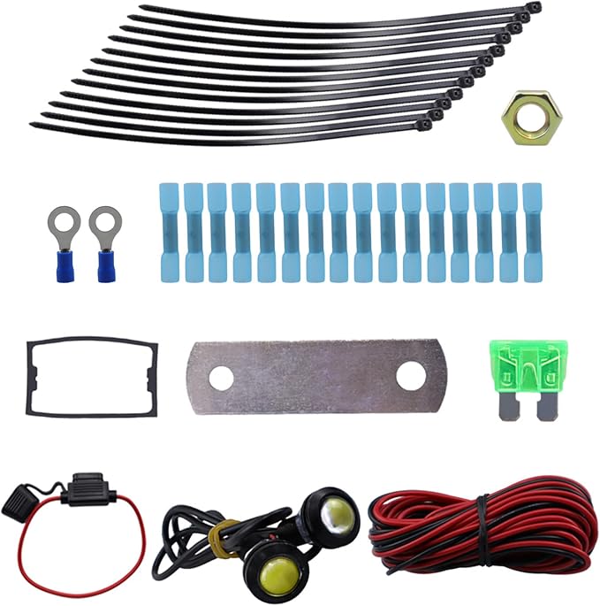 UTV ATV SXS Street Legal Kit with RockerTurn Light Horn Hazard Switch Flasher RelayFuse Line LED Lights Horn & Reverse Switch for Atv Utv Red Wire Harness Instruction Manual Light