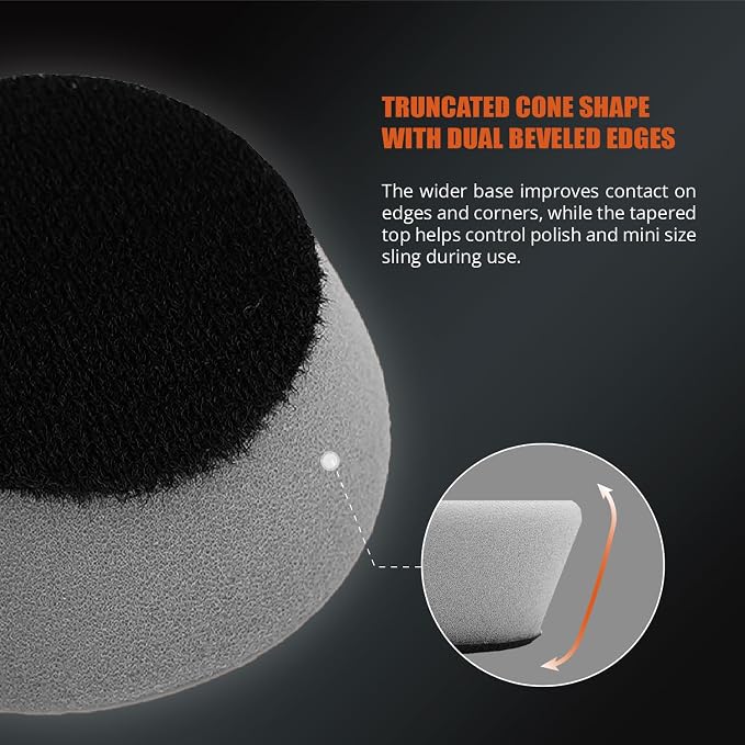 SPTA PRO Gray Mini Ultra-Fine Finishing Foam Polishing Pads, 5Pcs 2inch/50mm Sponge Polishing Buffing Pads, Car Foam Detail Polishing Pad Kit for Car Detail Polishing, Small Area Polishing -FF203-5