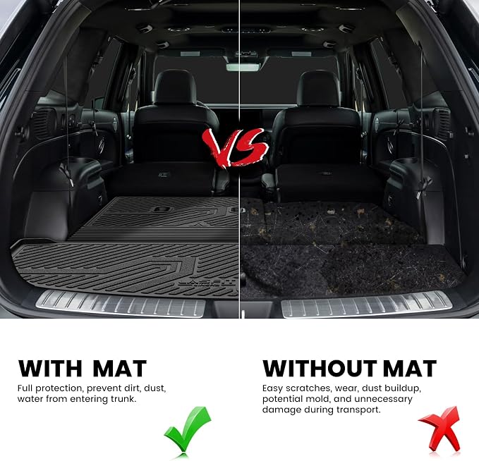 LASFIT Cargo Trunk Mat & Backrest Mats for Hyundai Palisade 2026 All Weather TPE Custom Fit Car Trunk Mats Cargo Liner & Seatback Mats Accessories, Black