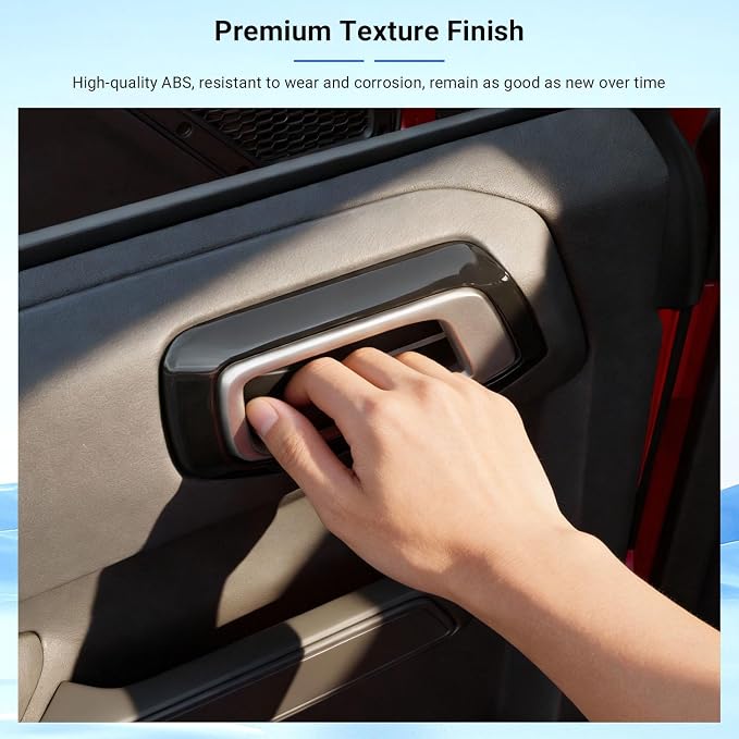PTYYDS 14Pcs Door Handle Cover Compatible with 2021-2025 Ford Bronco Door Bowl Cover (with Smart Hole) ABS Glossy Black Inner Handle Trim Replacement for 2021-2025 Ford Bronco Accessories