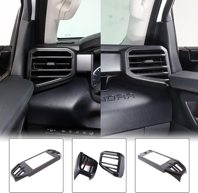 Car Center Console Air Conditioning Outlet Trim Cover Kit Compatible with Toyota Tundra/Sequoia 2022-2026, ABS Dashboard Side A/C Vent Panel Protective Frame Decoration Accessories, For 8-inch Screen