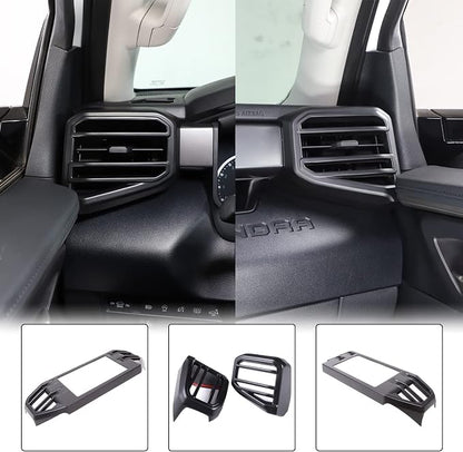 Car Center Console Air Conditioning Outlet Trim Cover Kit Compatible with Toyota Tundra/Sequoia 2022-2026, ABS Dashboard Side A/C Vent Panel Protective Frame Decoration Accessories, For 8-inch Screen