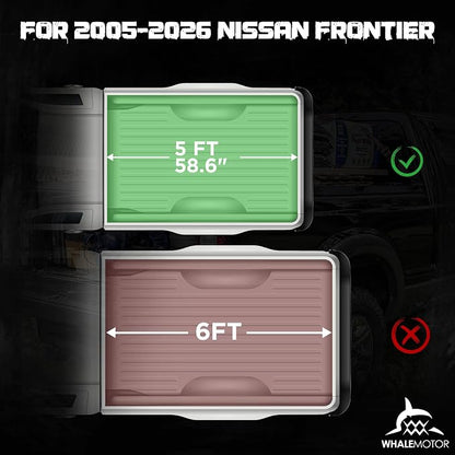 Truck Bed Tonneau Cover Compatible with Nissan Frontier 2005-2026 5 ft Short Box w/or w/o Track Rail, Soft Roll Up Style