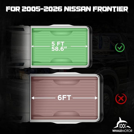 Truck Bed Tonneau Cover Compatible with Nissan Frontier 2005-2026 5 ft Short Box w/or w/o Track Rail, Soft Roll Up Style