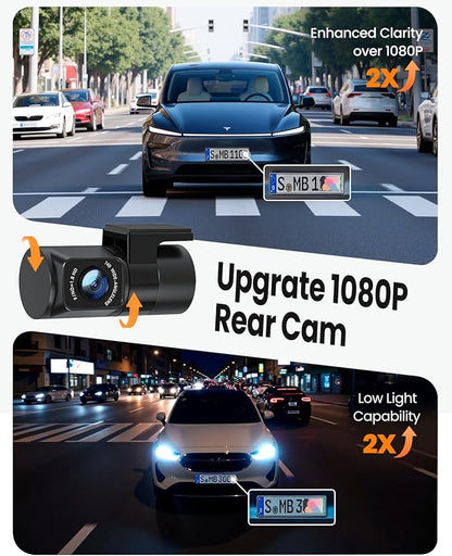 4K Dash Cam Front and Rear, Built-in WiFi GPS, 3" IPS Screen, HDR Night Vision Dash Camera for Cars, G-Sensor App Control, Emergency Lock, Accident Record, Parking Mode, Support 512GB Max