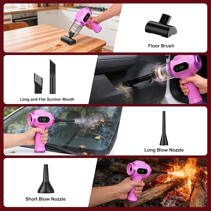 Portable Car Vacuum Cordless Mini Handheld Vacuums Cleaner Rechargeable with LCD Display and Multi-Nozzles, High Power Hand held Cleaners for Car, Home, Office, Sofa, Pet Hair,Keyboard