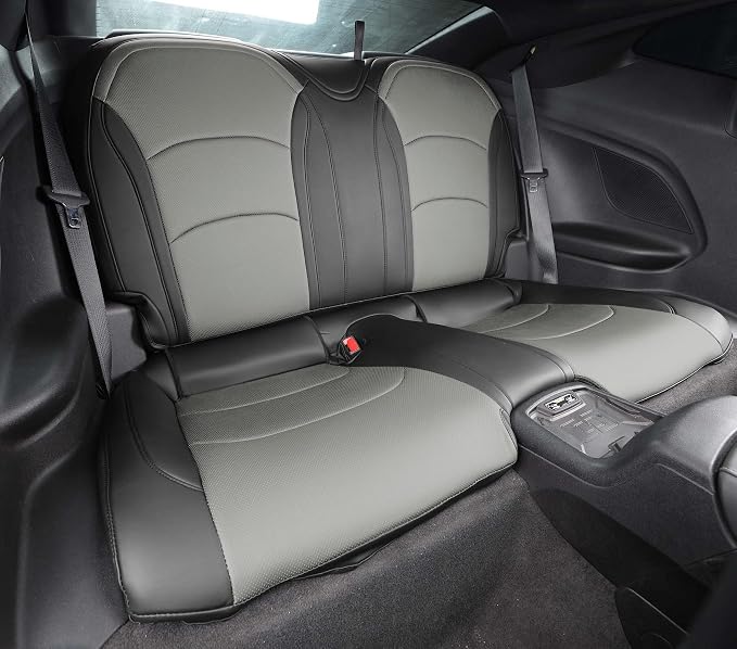 Seat Covers Custom Fit for Chevrolet Camaro 2016-2024 6th Gen Camaro LT ZL LS RS SS Convertible Model Faux Leather Vehicle Protect Cushion(Black Gray)