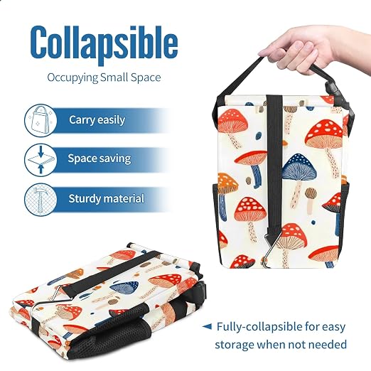 Car Trash Can – Multi-Purpose, Lightweight and Portable with Durable Water-Resistant Coating, No Installation Required, Practical and Ample Capacity, Variety of Colors.Mushroom