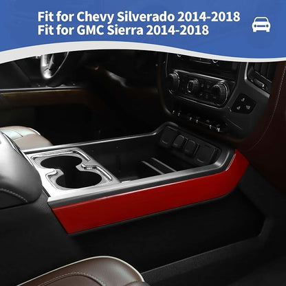RT-TCZ for Silverado Center Console Organizer Tray Side Panel Trim Cover for Chevy Silverado GMC Sierra 2014-2018 Red Interior Accessories 2pcs