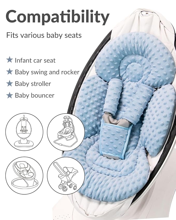 Generic Infant Insert Compatible with Mamaroo Swing & Graco Swing and Infant Car Seat, Newborn Insert Baby Head Body Support, Reversible Design, Breathable Soft Fabric, 1Pcs - Dots, Dark Blue