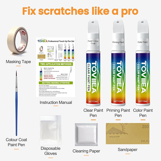 (070 Blizzard Pearl Tricoat Touch Up Paint Compatible with TOYOTA,2-In-1 Car Scratch Remover Pen,Car Paint Scratch Repair Kit for Scratches,Chips & Nicks,3-PCS SET,Innovation Upgrade Version