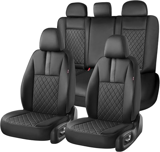 Coverado Car Seat Covers Full Set, Automotive Leather Seat Covers for Car，Universal Fit Front Back Seat Cover, Non-Slip Waterproof Breathable Car Seat Protector