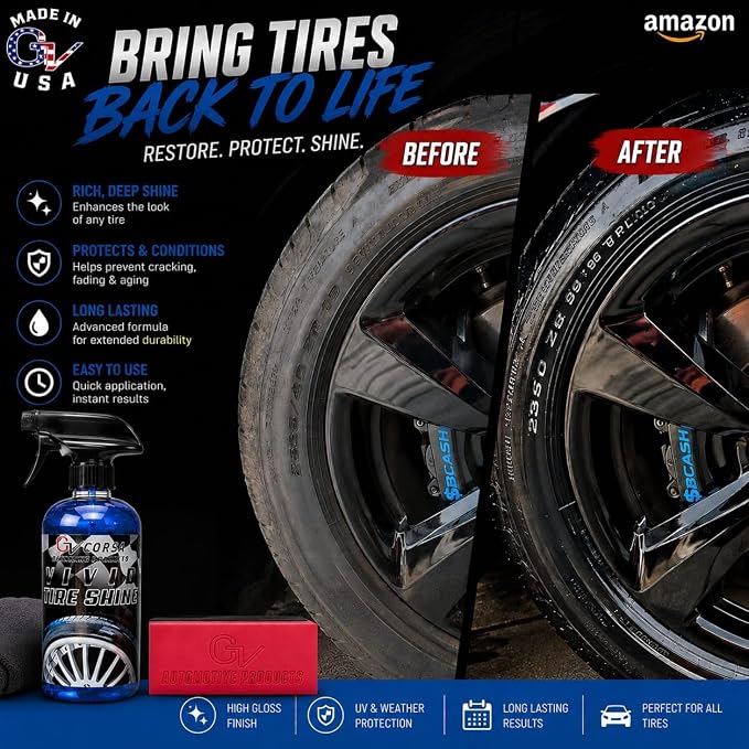 Detailing Products Vivid Tire Shine, Tire Dressing, Tire Gloss, Tire Shine Spray, car tire shine (16 oz)