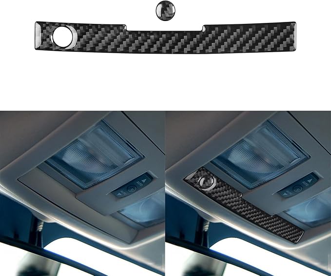Real Quality Carbon Fiber Sticker Car Front Roof Overhead Accent Light Trim Strip Reading lamp Decal Compatible with Dodge Charger 2008 2009 2010 Interior Accessories Decor 2pcs Black