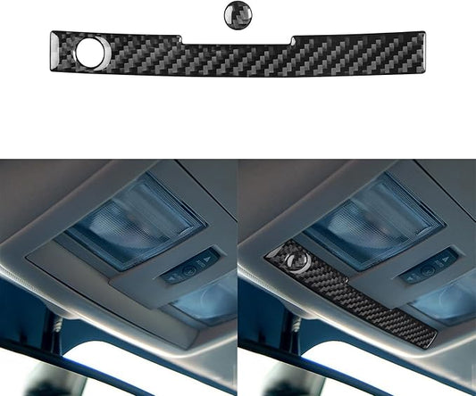Real Quality Carbon Fiber Sticker Car Front Roof Overhead Accent Light Trim Strip Reading lamp Decal Compatible with Dodge Charger 2008 2009 2010 Interior Accessories Decor 2pcs Black