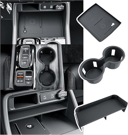 BIBIBO for 2026 Honda Passport Center Console Organizer 2026 Honda Passport Center Console Organizer Tray+Cup Holder +Wireless Charging Mat 2026 Passport Insert Cup Holder Organizer-3Packs
