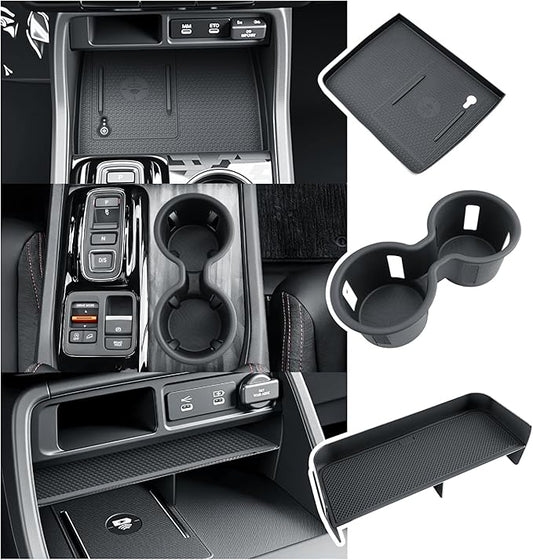 BIBIBO for 2026 Honda Passport Center Console Organizer 2026 Honda Passport Center Console Organizer Tray+Cup Holder +Wireless Charging Mat 2026 Passport Insert Cup Holder Organizer-3Packs