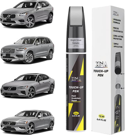 XNA Bright Silver Metallic(711) for Volvo Touch Up Paint, Car Scratch Remover for Nicks and Chips Repair, 2-In-1 Quick & Easy Fix Car Scratch Repair Kit with Exact Color-Matched