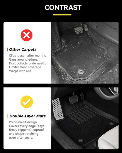 3W Tesla Model 3 2024 2025 2026 Floor Mats, Full Set with Metal Pedal & Carpets, Cargo Liner, Highland All Weather, Custom Fit Rear Trunk Mat, Black, Model 3 Accessories