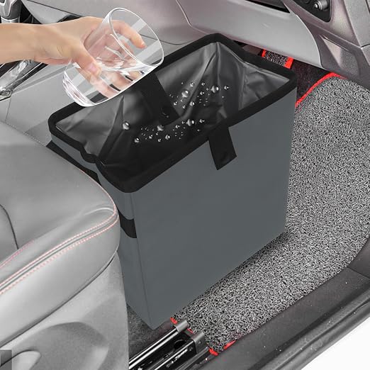 Homelove Car Trash Can, Leak-Proof Waterproof Trash Bin Collapsible Portable Auto Garbage Bag Large Capacity Trashcan Storage Bag Multipurpose Car Organizer Hanging (Gray)