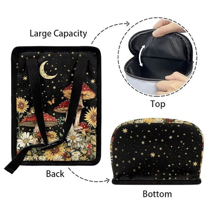 BIGCARJOB Mushroom Car Trash Can Bin for Back Seat, Portable Vehicle Trash Can with Mushroom Flower Print