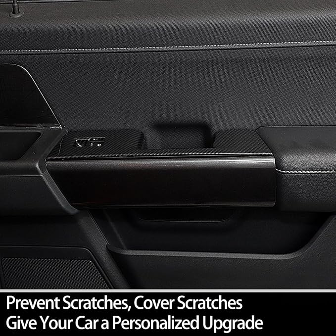 GZXinWei Carbon Fiber Grain Door Window Control Switch Panel Trim Cover Sticker Interior for Ford F150 2021 2022 2023 2024 2025 2026