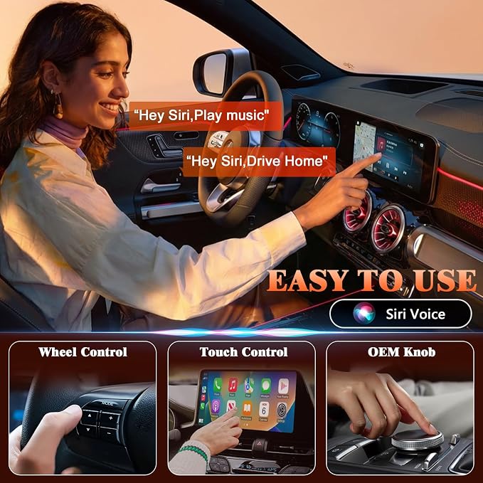 4 in 1 Wireless CarPlay Adapter with Screen Mirroring – Supports Apple CarPlay & Android Auto & AirPlay & MirrorLink, 2026 Upgraded screen mirroring dongle for car, USB-A/USB-C Connection, Plug & Play