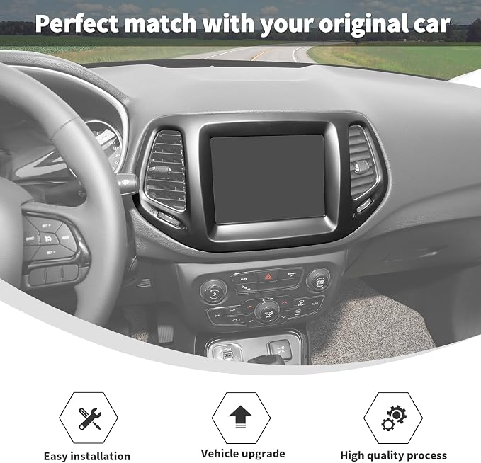 Linskip Information Screen Trim Compatible with 2017 2018 2019 2020 2021 Jeep Compass, Air Vent Covers for Jeep Compass Interior Accessories(Matte Black)
