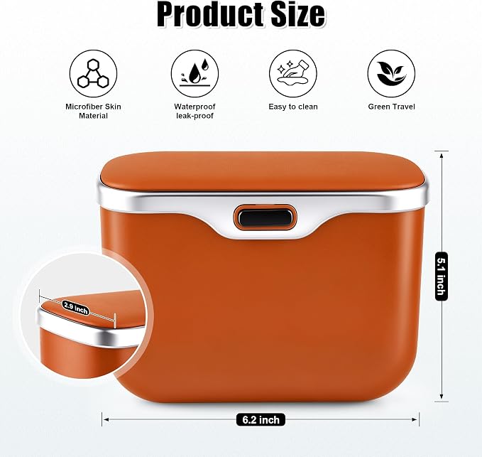 UYYE Car Trash Can, Car Garbage Bin with Lid & Handle - Leak-Proof Mini Trash Can for Car, Truck, SUV - Essential Car Accessories for Organization (Orange)