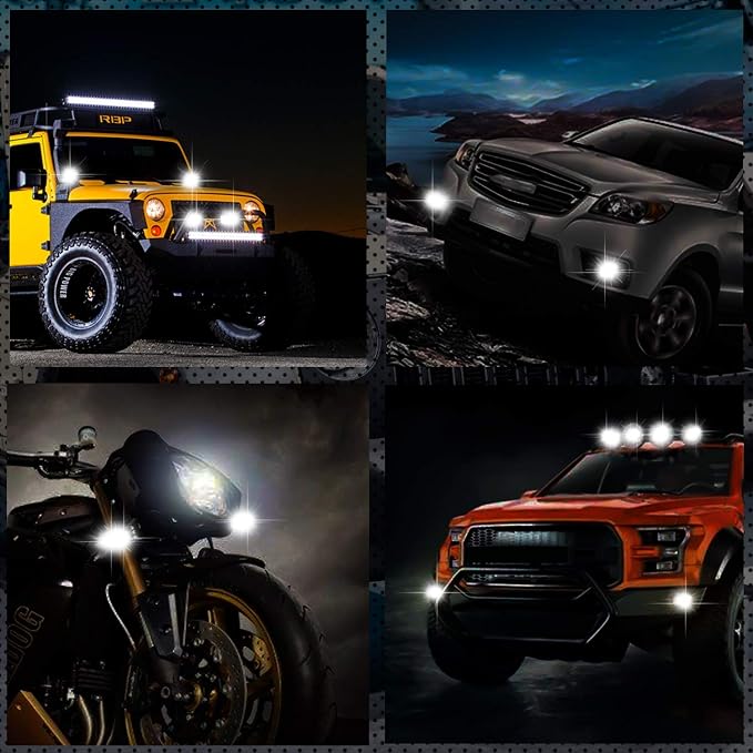 LED Light Pods, 4 Inch 120W LED Light Bar 12000LM Spot Flood Combo Off Road Light Triple Row LED Work Light Driving Fog Light for Pickup Truck ATV UTV SUV Boat Light 2PCS