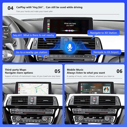 Road Top Wireless CarPlay Interface Decoder for BMW EVO ID5/ID6 | For BMW 1 2 3 4 5 6 7 Series & M3 M4 M5 X1 X2 X3 X4 X5 X6, Support Wireless Carplay, Android Auto, MirrorLink
